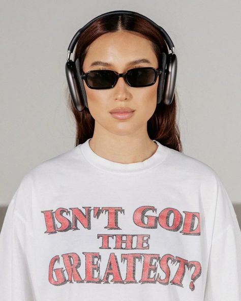 "ISN'T GOD THE GREATEST" TEE Model 175 wearing size L #streetstyle #streetwearoutfit #fashion Selah Clothing, Bold Faith, Christian Streetwear, Oversized Tee, Streetwear Outfit, Clothing Co, Error 404, Bosnia And Herzegovina, Street Style