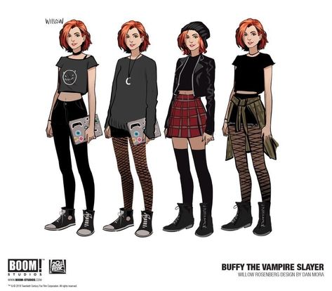 BuffyVampireSlayer_001_CharacterDesign_Willow_PROMO Buffy The Vampire, Negroni, Buffy The Vampire Slayer, Drawing Clothes, Vampire Slayer, Female Character Design, Character Designs, Character Outfits, The Vampire