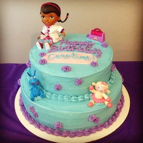 by Krista's Confections Doc Mcstuffins Birthday Cake, Doc Mcstuffins Cake, Lila Party, Doc Mcstuffin, Doc Mcstuffins Birthday Party, Doc Mcstuffins Party, Doc Mcstuffins Birthday, Doc Mcstuffins, Birthday Party Cake