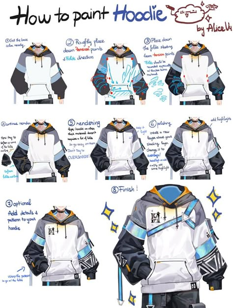 How To Draw A Hoodie, Drawing Experiments, Hoodie Drawing Reference, Hoodie Reference, Drawing Hoodie, Digital Art Tutorial Beginner, How To Render, Digital Art Tutorials, Hoodie Drawing