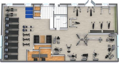 RoomSketcher Gym Floor Plan Gym Floor Plan, Home Gym Layout, Gym Architecture, Fitness Center Design, Gym Plans, Gym Center, Gym Design Interior, Home Gym Flooring, Gym Plan