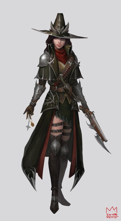 ArtStation - Witch hunter, Koowa _ King Call Of Cthulhu Game, Warrior Female, Archer Characters, Witch Hunter, Female Hunter, Armor Clothing, Fantasy Witch, Call Of Cthulhu, Fantasy Setting