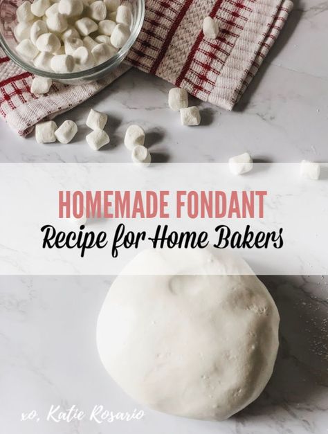 Creating homemade fondant is not only fast and easy, but it tastes so much better compared to the typical store-bought brand. You can color it and flavor it any way you want! The best part, you don't need any fancy special equipment to make your fondant at home. You can use the homemade fondant as you would regular fondant, to cover cakes, form figures, cut out pieces for cupcake toppers, and cover cookies. #xokatierosario #homemadefondant #fondantrecipe #cakedecoratingtips How To Make Cake Fondant At Home, Homemade Fondant Recipe, Homemade Fondant Recipes, Treats Business, Homemade Fondant, Making Fondant, Fondant Recipe, Marshmallow Fondant, Ombre Cake