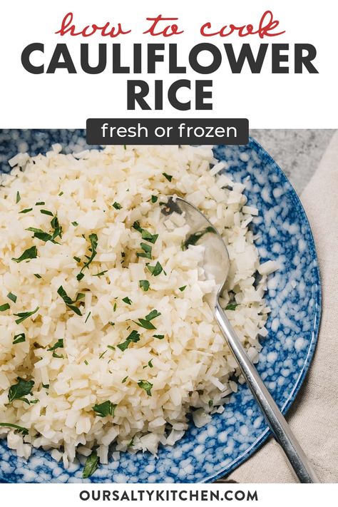 Seasoned Cauliflower Rice, Cook Cauliflower Rice, Cooking Cauliflower Rice, Seasoned Cauliflower, Making Cauliflower Rice, Cook Cauliflower, Make Cauliflower Rice, Rice In The Oven, Rice Cauliflower