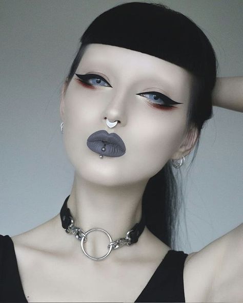 Jovana Mitrovic, Obsidian Kerttu, Gothic People, Blue Instagram, Goth Choker, Ink Well, Witch Makeup, Fuzzy Coat, Black And White Stickers