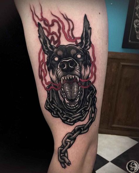 Hellhound Tattoo, Pet Portrait Tattoos, Pagan Tattoo, Neon Tattoo, Hunter Tattoo, Basic Tattoos, Portrait Tattoos, Armband Tattoo Design, Graffiti Tattoo