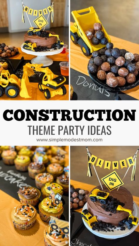 Construction Theme Party Ideas for Kids Construction Birthday Party Food, Third Birthday Boys, 3rd Birthday Party For Boy, Construction Themed Party, Construction Birthday Cake, Modest Mom, Construction Theme Birthday, 3rd Birthday Boys, Construction Theme Birthday Party