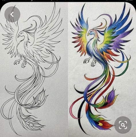 Phoenix Bird Tattoo, Tato Phoenix, Design Art Studio, Phoenix Drawing, Phoenix Tattoo Feminine, Small Phoenix Tattoos, Phoenix Bird Tattoos, Phoenix Artwork, Phoenix Tattoos