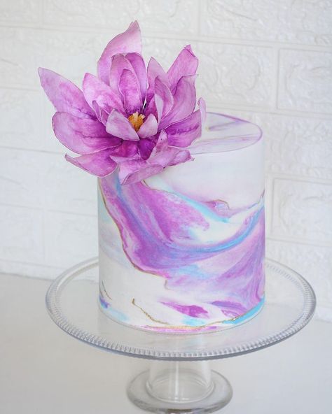 40th Birthday Cake For Women, 40th Birthday Cakes, Birthday Cakes For Women, Cakes For Women, Purple Marble, Fondant Cake, 40th Birthday, Cake Designs, Fondant