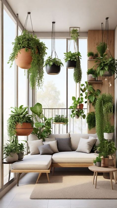 #BalconyGarden #NatureInspired #UrbanLiving Balcony Transformation, Beautiful Balcony, Cozy Balcony, Plants Balcony, Indoor Balcony, Enjoying Nature, Urban Living, Hanging Plants, The Outdoors