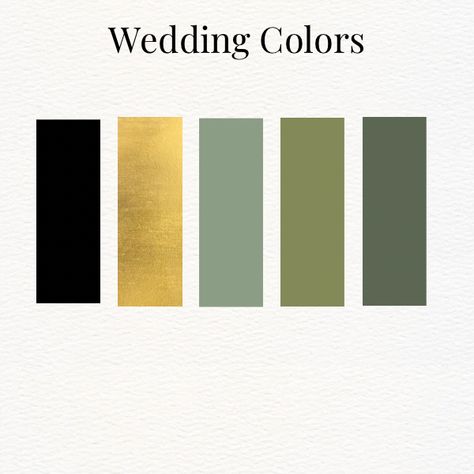 Black green gold colors. Square wedding color swatches Olive Green Black Gold Wedding, Forest Green Gold Wedding Theme, Deep Olive Green Wedding Theme, Sage Green Gold Black Wedding, Olive Champagne Black Wedding, Sage Gold Black Wedding, Green Gold White Black Wedding, Green Gold Wedding Palette, Green Gold White Wedding Color Schemes