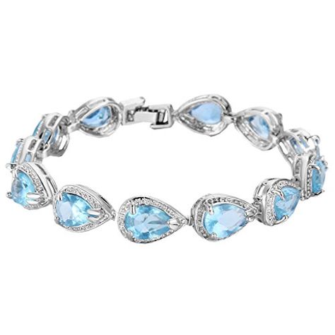 EVER FAITH SilverTone Aquamarine Color Prong Zircon Tennis Bracelet ** Want to know more, click on the image.(This is an Amazon affiliate link and I receive a commission for the sales) Aquamarine Color, Women Bracelets, Aquamarine Colour, Faith Jewelry, Sapphire Color, Jewelry Fashion Trends, Birthstone Bracelets, Fabulous Jewelry, Bracelets For Women