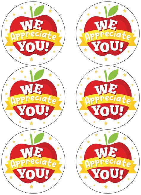 We Appreciate You Stickers Teacher Appreciation Stickers, Teacher Appreciation Breakfast, Appreciation Stickers, Teacher Appreciation Gift Ideas, Appreciation Gift Ideas, Teacher Cakes, Skip To My Lou, Teacher Appreciation Printables, Apple Stickers