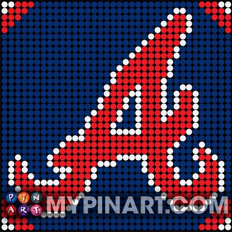 Atlanta Braves - $50 Pushpin Art baseball sports logo. Designed with thousands of plastic painted pushpins. Click here to buy your own custom design today.  <http://mypinart.com/pages/ct/mlb/atlanta.html> Atlanta Braves Cross Stitch Pattern, Atlanta Braves Crochet Pattern, Pushpin Art, Push Pin Art, Atlanta Braves Wallpaper, Brave Wallpaper, Easy Perler Bead Patterns, Sports Gallery, Seed Bead Crafts