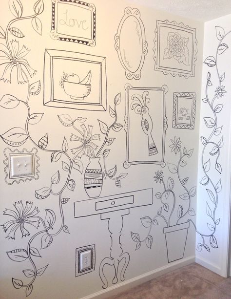 Pen Magic, Sharpie Wall, Wall Drawing Ideas, White Sharpie, Doodle Wall, Wall Murals Diy, Colorful Apartment, Wall White, Apartment Makeover