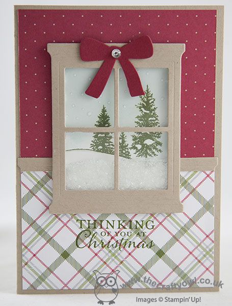 The Crafty Owl: Hearth and Home Merry Moments Christmas Shaker Card - Happy Scenes - Embellished Ornaments - Hearth & Home Thinlits - Wonderful Wreath Framelits - Merry Moments DSP Window Cards, Homemade Christmas Cards, Stampin Up Christmas Cards, Hearth And Home, Stampin Up Christmas, Diy Christmas Cards, Shaker Cards, Card Christmas, Christmas Cards To Make