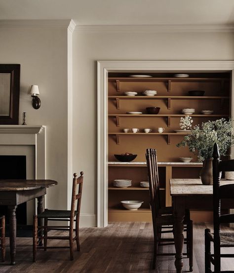 Plain English Design on Instagram: "Now a larder, without doors - in the newly opened @inness_ny. Feeling very autumnal. #WeArePlainEnglish Photo @a_gaut & Styling @colinking" Luxury Pantry, Plain English Kitchen, Plain English, Instagram Kitchen, English Design, Kitchen Nook, Dining Room Design, Beautiful Space, Corner Bookcase