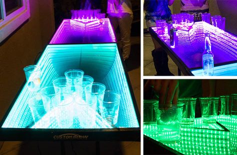 I don't have a social life anymore, but if I did!!....  Beer Pong, IN SPACE! Outdoor Beer Pong, Glow In The Dark Beer Pong, Led Beer Pong Table, Beer Pong Party, Infinity Music, Man Cave Must Haves, Custom Beer Pong Tables, Diy Beer Pong, Diy Beer Pong Table