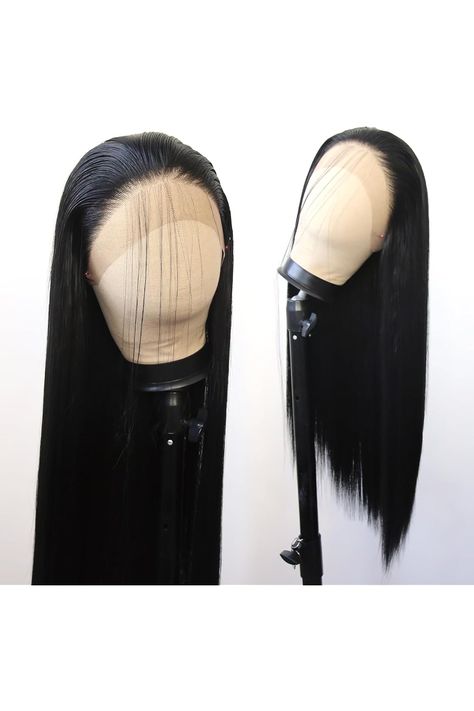 Black Synthetic Lace Front Wig Long Straight Jet Black Lace Front Synthetic Wig Pre Plucked Natural Hairline Glueless Heat Resistant Fiber Hair Wig for Fashion Women (Black) Drag Looks, Wig Hairstyles Ideas, Synthetic Lace Front Wigs, Synthetic Wig, Hairstyles Ideas, Lace Front Wig, Hair Wig, Synthetic Wigs, Shoulder Length