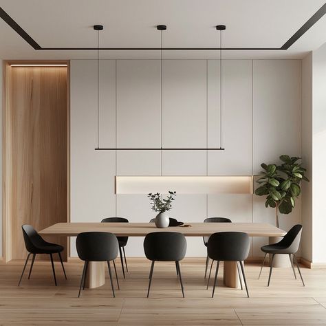 A minimalist dining room where every element serves a specific function, creating a space that prioritizes purpose and practicality, minimalist design style4 Ceiling Colors, Modern Minimalist Dining Room, Minimalist Dining Room, Form And Function, Dining Room Wall Decor, Dining Room Inspiration, Minimalist Living, The Balance, Minimalist Living Room