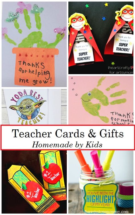 homemade teacher cards and homemade teacher gifts: perfect cards kids can make for Teacher Appreciation Week and end of school year teacher cards Homemade Teacher Cards, Teacher Appreciation Crafts, Teacher Appreciation Diy, Homemade Teacher Gifts, Appreciation Gifts Diy, Teacher Appreciation Gifts Diy, Teachers Day Card, Teacher Appreciation Printables, Teacher Gift Card