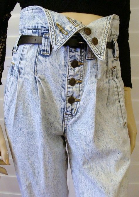 Limited Express, Acid Wash, Foldover Jeans - I'll bet they were tight-rolled at the bottom! 1980’s Fashion, Totally 80s, 80s Girl, 80s Nostalgia, Acid Wash Jeans, 1980s Fashion, Totally Awesome, Waist Jeans, Sweet Memories