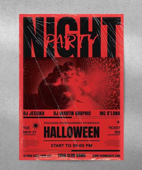 Halloween Night Party Flyer Template PSD Halloween Flyers Ideas, Halloween Flyer Ideas, Halloween Event Flyer, Halloween Party Poster Design, Halloween Party Flyer Design, House Party Poster, Halloween Event Poster, Halloween Flyer Design, Halloween Night Party