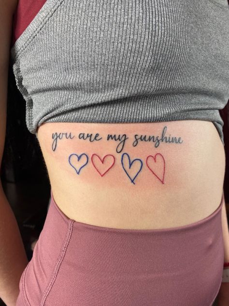 Family Heart Tattoos Placement, Family Draws Hearts Tattoo, 5 Hearts Tattoo Family, 4 Hearts Tattoo Family, Heart Family Tattoo, Tattoos For Family Members, Family Heart Tattoos, Draw Hearts, Rib Cage Tattoo