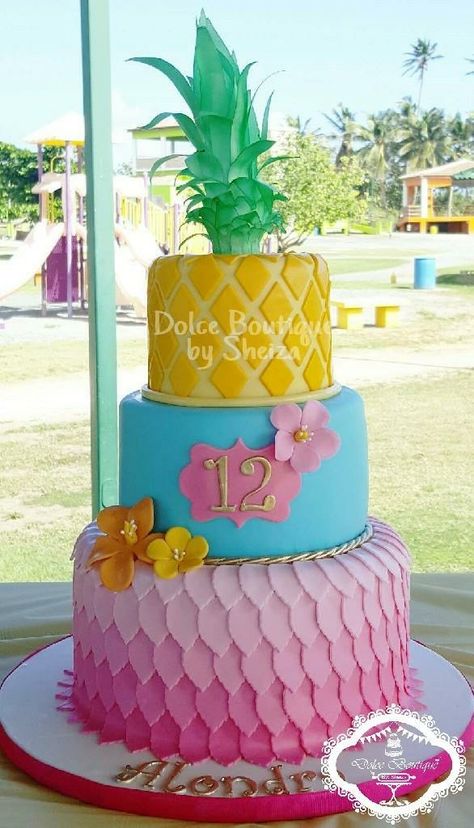 Pool Party Cakes, 11 Birthday, 7th Birthday Cakes, 40th Cake, Pineapple Birthday, Hawaiian Birthday, Lucky 7, Pic Nic, Pineapple Cake