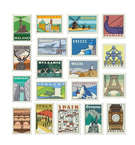 Travel Stamps on Behance Ticket Drawing, Travel Stamps, Stamp Drawing, Watercolor Stamps, Travel Stamp, Postcard Stamps, Mail Stamp, Travel Drawing, Elementary Art Projects