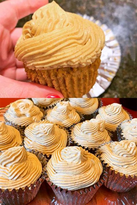 Keto Pumpkin Cupcakes (Coconut Flour) | Healthy Recipes Blog Pumpkin Pie Cupcakes Recipe, Cupcakes Coconut, Pumpkin Recipes Keto, Keto Gingerbread, Pumpkin Cupcake Recipes, Low Carb Cupcakes, Low Carb Pumpkin Pie, Keto Muffins, Keto Cakes