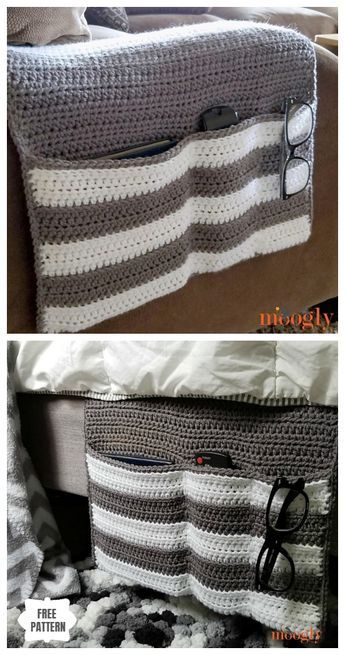 Crochet Couch Bedside Organizer Caddy Free Crochet Patterns Couch Organizer, Organization Dorm, Couch Cozy, V Stitch Crochet, Bedside Organizer, Crochet Organizer, Crochet Baby Bonnet, Caddy Organizer, Cozy Couch