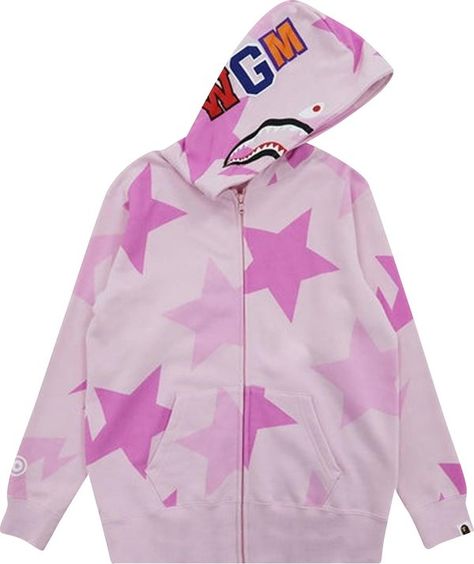 BAPE Sta Pattern Shark Full Zip Hoodie 'Pink' | GOAT Hoodie Bape, Bape Star, Bape Sta, Christmas Jacket, Bape Hoodie, Shark Hoodie, Trendy Hoodies, Real Leather Jacket, Bathing Ape