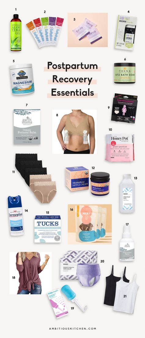 The ultimate list of postpartum recovery essentials for new moms who have just given birth. I'm sharing everything from nursing pads and perineal balm to nourishing snacks and supplements that help make postpartum recovery and healing just a little bit easier and more comfortable for new moms. #postpartum #newmom #birth #newborn Nourishing Snacks, Postpartum Must Haves, Postpartum Diet, Postpartum Care Kit, Ambitious Kitchen, Mom Care, Nursing Pads, Baby Prep, After Birth