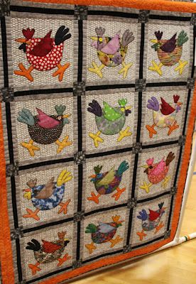 Oh my, these cute chickens made me laugh out loud!  A Cuppa Tea With Me: fairy garden Chicken Quilt, Diy Sy, Bird Quilt, Cuppa Tea, Animal Quilts, Chickens And Roosters, Applique Patterns, Quilt Block Patterns, Quilting Crafts