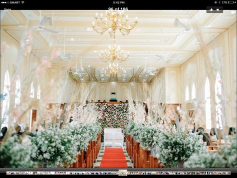 Church set up using twigs and pink orchids with asters at Mendez, Iglesia ni Cristo Church. www.sergeigonia.com Iglesia Ni Cristo Wedding Decoration, Iglesia Ni Cristo Wedding, Church Aisle, Wedding Church Decor, Aisle Decorations, Indian Wedding Favors, Wedding Color Combos, Church Wedding Decorations, Dream Wedding Decorations