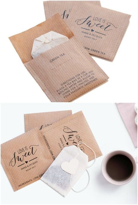 Personalized Tea Bags Classy Wedding Favors, Property Wedding, Personalized Tea Bags, Tea Bag Favors, Simple Wedding Favors, Tea Wedding Favors, Tea Favors, Creative Wedding Favors, Inexpensive Wedding Favors