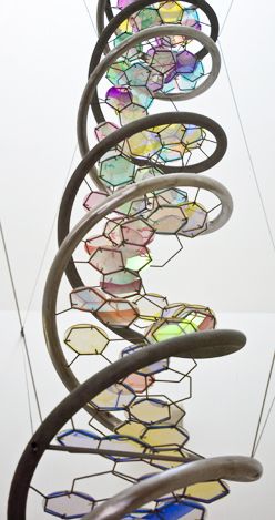 Hanging DNA sculpture in the Life Sciences Building Dna Activities, Dna Artwork, Seek To Understand, Dna Art, Dna Tattoo, Uc Davis, Central Idea, Dna Repair, Medical Art