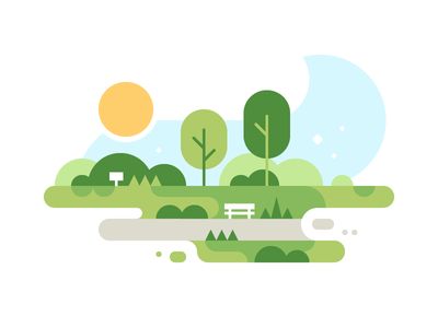 Springtime Park Park Illustration, Illustration Art Design, Flat Design Illustration, Affinity Designer, Parking Design, Landscape Illustration, Flat Illustration, Art Graphique, Flat Design