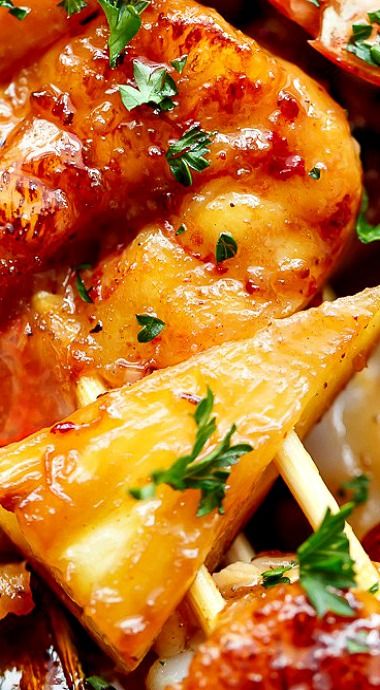 Honey Garlic Butter Shrimp, Pineapple Skewers, Shrimp Skewer Recipes, Honey Shrimp, Pineapple Skewer, Shrimp Kabobs, Small Bites Appetizers, Grilled Shrimp Skewers, Bbq Shrimp