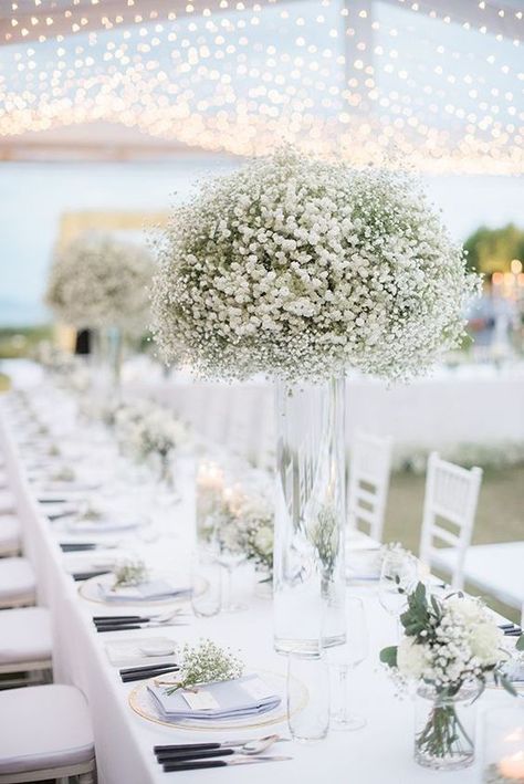 Strictly Weddings, Wedding Reception Centerpieces, Reception Centerpieces, Baby S Breath, Wedding Elegant, Marriage Ceremony, Wedding Table Centerpieces, Simple Weddings, Place Settings