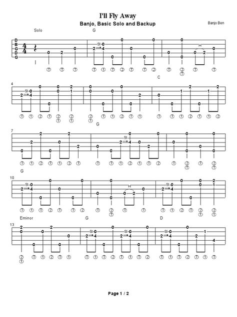 Banjo Ben Clarke's Transcription of I'll FLy away for banjo. Banjo Tabs Tablature Sheet Music, Banjo Tabs Easy, Learning Banjo, Banjo Songs, Mandolin Songs, Banjo Art, Banjo Chords, Banjo Tabs, Banjo Lessons