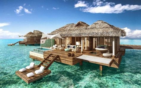 The Most Amazing Overwater Bungalows In The World For A Dreamy Honeymoon! جزر المالديف, Jamaica Island, Bahamas Honeymoon, Water Bungalow, Jamaica Resorts, Luxury Beach House, Caribbean Resort, Overwater Bungalows, Hawaii Honeymoon