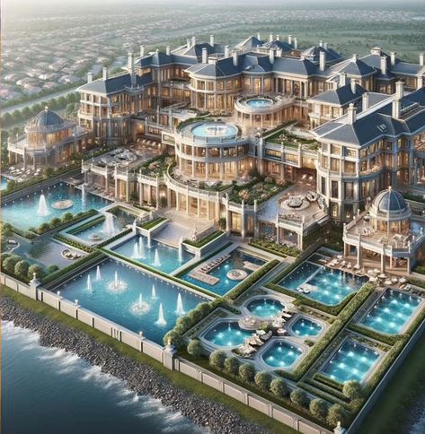 Massive Mansion Exterior, Mansions In Bloxburg, Biggest Mansion In The World, Big Luxury Houses Mansions, Big Mansions Luxury Castles, Mega Mansions Floor Plan, Fantasy Mansion, Futuristic Mansion, Massive Mansion