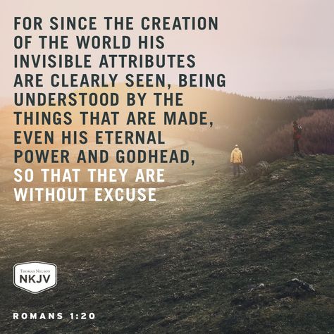 NKJV Verse of the Day: Romans 1:20 Romans 1 20, Invisible Things, Being Understood, Romans Bible, Creation Of The World, Bible Verses Kjv, Roman 1, Christian Devotions, King James Bible