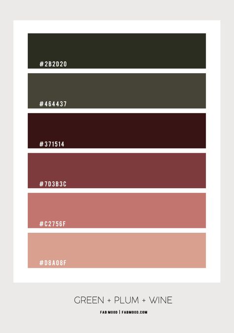 Wine And Green Color Palette, Wine Colour Combination, Hex Palette, Wine Bedroom, Earth Tones Bedroom, Wine Color Palette, Sienna Bedroom, Hex Green, Palette Green