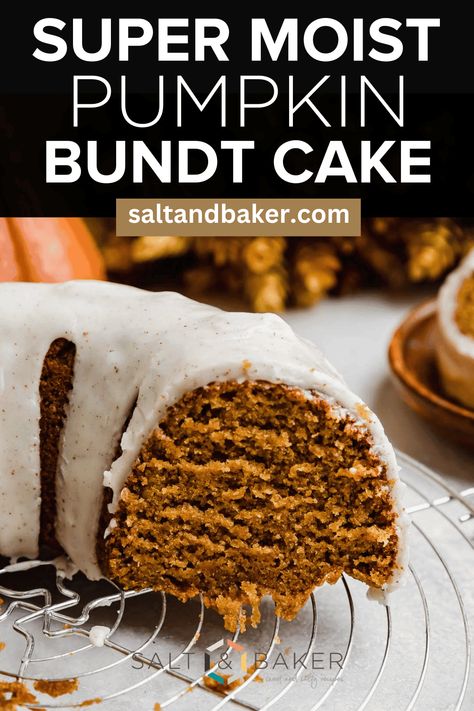 This moist pumpkin spice bundt cake is made in one bowl, baked, and then glazed with a delicious brown butter icing. If you love pumpkin desserts, you're going to love this cake. Pumpkin Bunt Cake, Pound Cake With Cream Cheese, Pumpkin Spice Bundt Cake, Pumpkin Pound Cake Recipes, Spice Bundt Cake, Pumpkin Bundt Cake Recipes, Bunt Cake Recipe, Cake With Cream Cheese Filling, Pumpkin Pound Cake