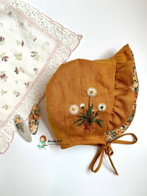 DIY Baby Bonnet Hat: The Perfect Heirloom Piece Baby Bonnet Pattern Free, Baby Bonnet Pattern, Newborn Girl Hat, Newborn Bonnet, Bonnet Pattern, Sewing Baby Clothes, Embroidered Apron, Baby Bonnets, Bonnet Hat