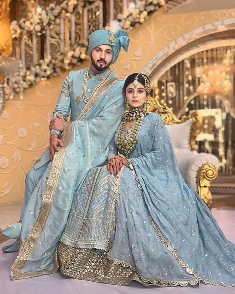 Actors Dheeraj Dhoopar and Yesha Rughani are serving major couple goals with their color - coordinated outfit 💙 @dheerajdhoopar , @yesharughani Follow @wishnwed for more such color-coordinated outfits inspiration #wishnwed #dheerajdhoopar #dheerajdhooper #preeran #preeranforever #dheeshra #matchingoutfits #colorcoordinated #coordinatedcouple #coordinatedfamily #shraddhaarya #shraddha #karanpreeta #preeran #kundalibhagya #indianwedding #indianweddings #weddinginspo #couplegoals #celebri... Couple Dress Matching Indian Simple, Couple Dress Matching Indian, Couple Dress Matching, Hindu Couple, Yesha Rughani, Coordinate Outfits, Wedding Matching Outfits, Casual Bridal Dress, Blush Outfit