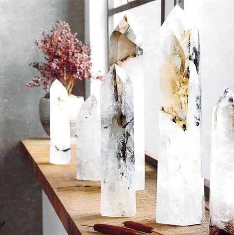 Standing Quartz Crystals Decor Quartz Crystal Decor, Crystals Decor, Crystal Room, Crystal Display, Sophisticated Decor, Crystal Geode, Crystal Magic, Crystals In The Home, Home Decor Online